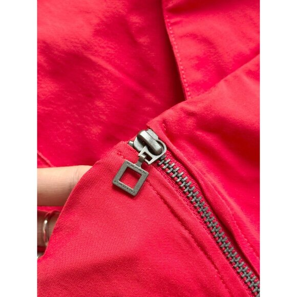 SARAH PACINI Red Stretch Cotton Twill Front Zipper Sheath Dress, Size 3/L - Picture 6 of 13